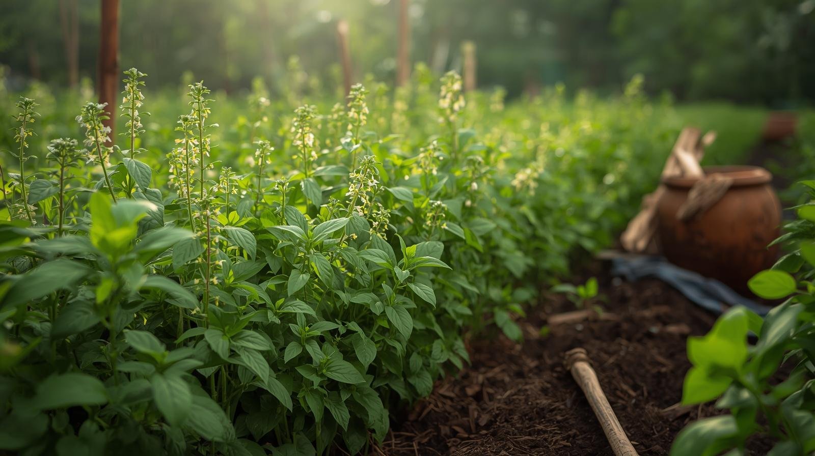 🌿 तुलसी की आधुनिक खेती + आंवला: Farming Acre मॉडल से औषधीय और फल आधारित मल्टी-इनकम फार्मिंग
