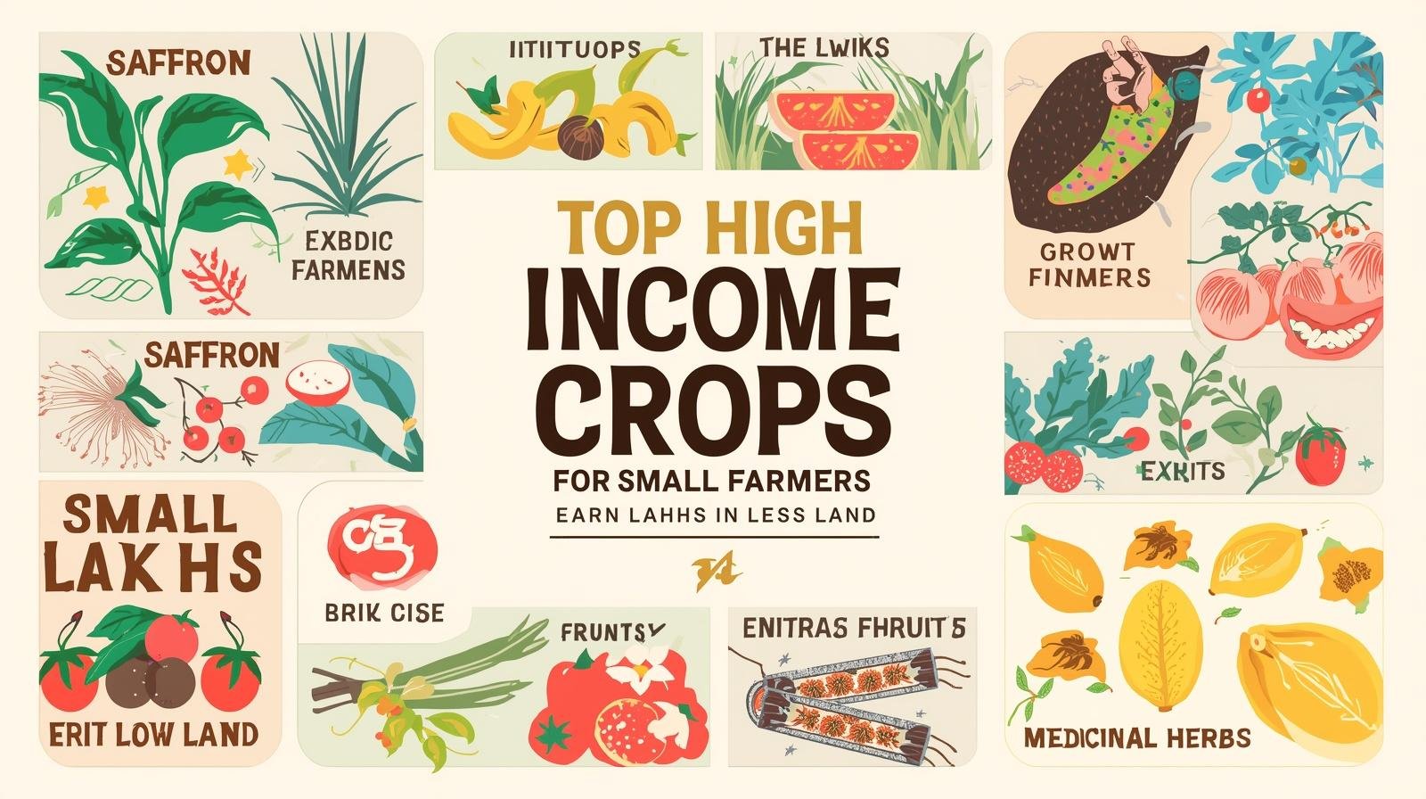 🌾 छोटे किसानों के लिए Top High Income Crops – कम जमीन में करें लाखों की कमाई